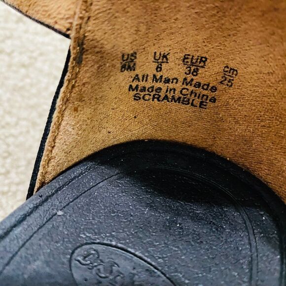 DR. SCHOLLS Women's Leather Platform‎ Chunky Sandals Comfort Sz 8 M Black White - Picture 5 of 13